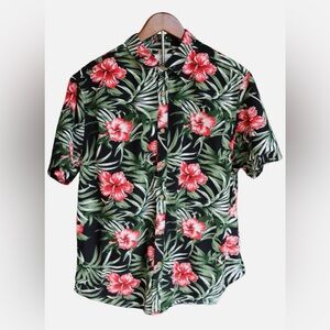 Cactus Man Hawaiian Shirt Slim Fit Cotton Hibiscus Print Tropical Size XL ❤️